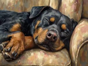 Rottweiler seul à la maison